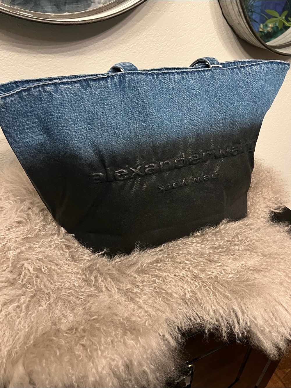 Alexander Wang ombre denim-to-black Tote Bag Authentic New with Tags.